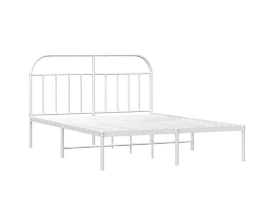 Cadru de pat metalic cu tăblie, alb, 183x213 cm, 5 image