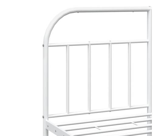 Cadru de pat metalic cu tăblie, alb, 183x213 cm, 9 image