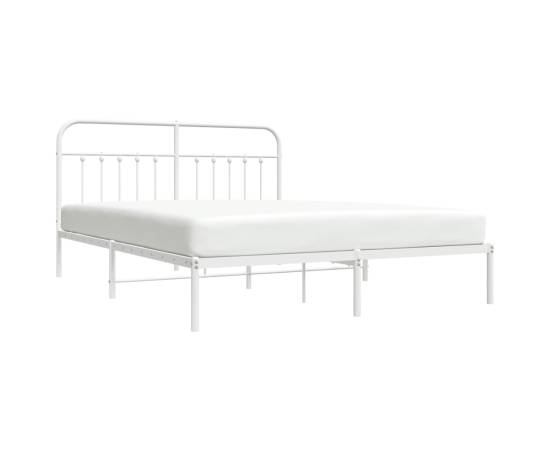 Cadru de pat metalic cu tăblie, alb, 183x213 cm, 3 image