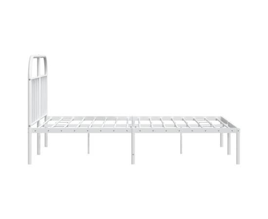 Cadru de pat metalic cu tăblie, alb, 183x213 cm, 7 image