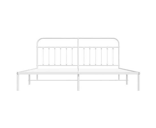 Cadru de pat metalic cu tăblie, alb, 193x203 cm, 6 image