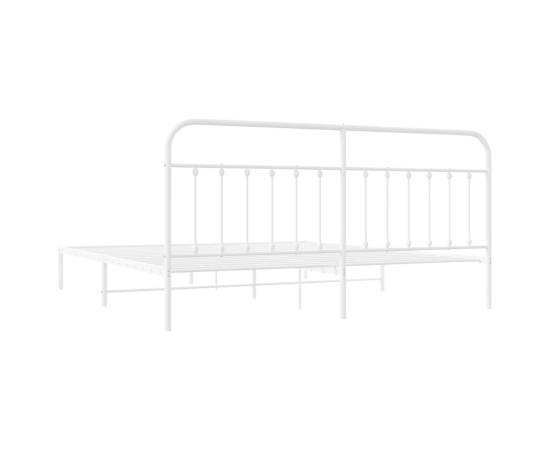 Cadru de pat metalic cu tăblie, alb, 200x200 cm, 8 image