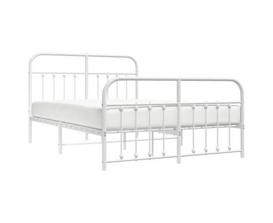 Cadru de pat metalic cu tăblie de cap/picioare, alb, 140x190 cm, 3 image