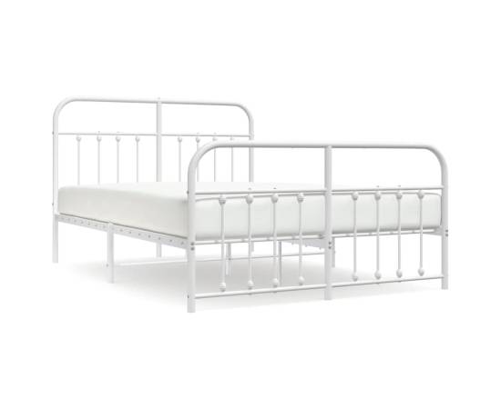 Cadru de pat metalic cu tăblie de cap/picioare, alb, 140x190 cm, 2 image