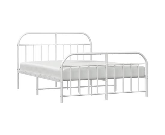 Cadru de pat metalic cu tăblie de cap/picioare, alb, 180x200 cm, 4 image
