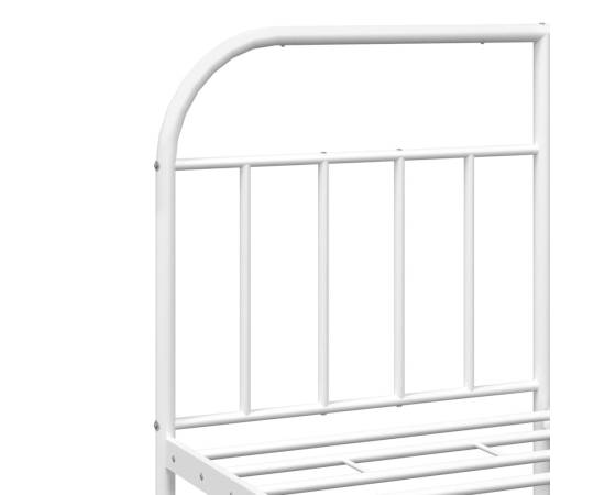 Cadru de pat metalic cu tăblie de cap/picioare, alb, 180x200 cm, 9 image