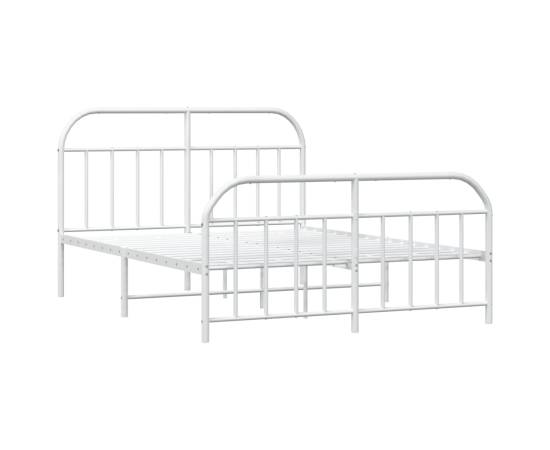 Cadru de pat metalic cu tăblie de cap/picioare, alb, 180x200 cm, 5 image