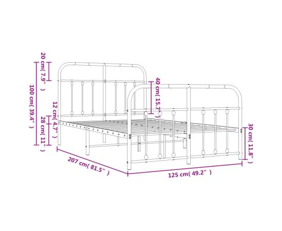 Cadru pat metalic cu tăblie de cap/picioare, negru, 120x200 cm, 10 image
