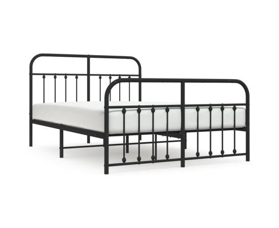 Cadru pat metalic cu tăblie de cap/picioare, negru, 150x200 cm, 2 image