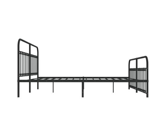 Cadru pat metalic cu tăblii de cap/picioare, negru, 193x203 cm, 7 image
