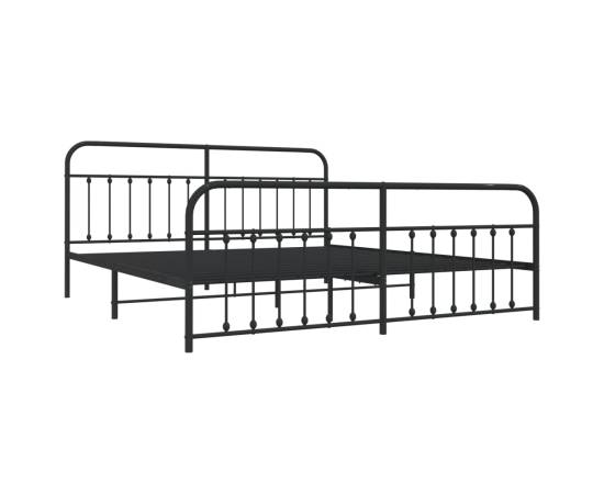Cadru pat metalic cu tăblii de cap/picioare, negru, 193x203 cm, 5 image