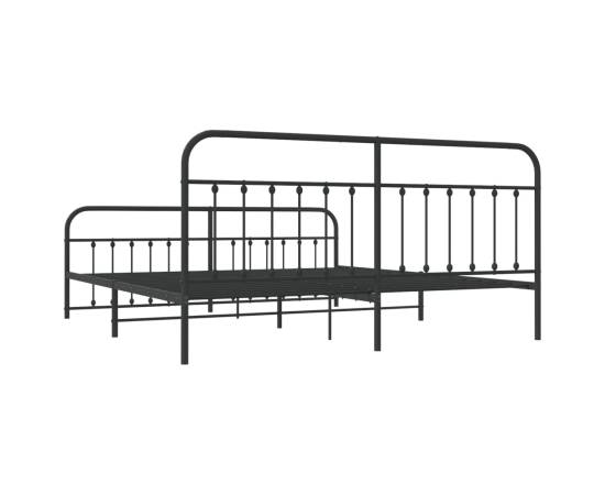 Cadru pat metalic cu tăblii de cap/picioare, negru, 193x203 cm, 8 image