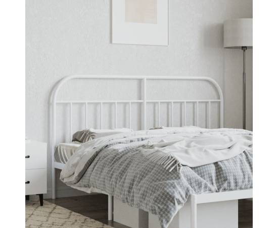 Tăblie de pat metalică, alb, 135 cm, 3 image