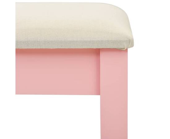 Masă toaletă cu taburet, roz, 65x36x128 cm, lemn paulownia, mdf, 10 image