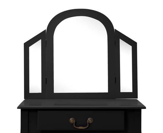 Masă toaletă cu taburet negru 65x36x128 cm lemn paulownia mdf, 7 image
