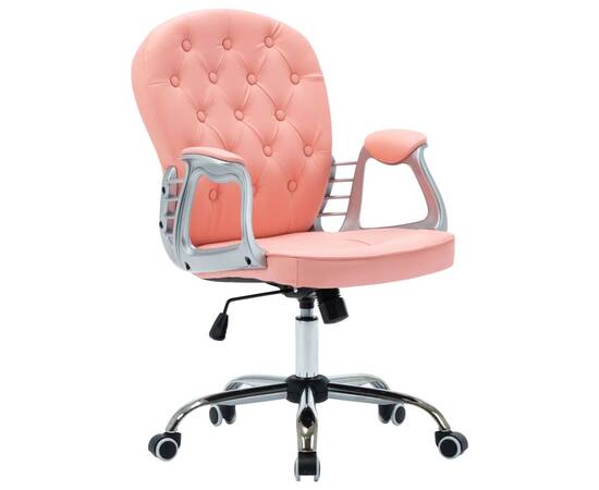 Scaun de birou pivotant, roz, piele ecologică, 2 image