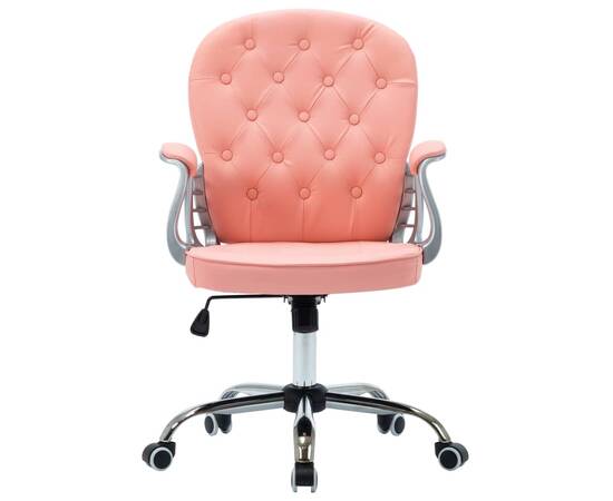 Scaun de birou pivotant, roz, piele ecologică, 4 image