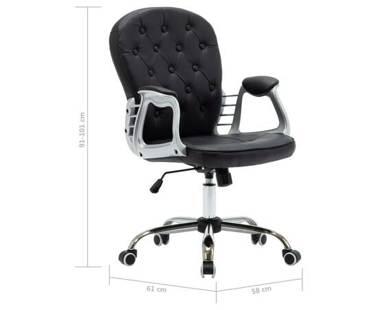 Scaun de birou rotativ, negru, piele ecologică, 11 image