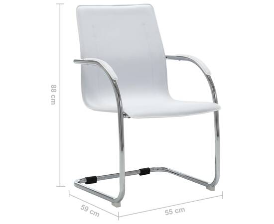 Scaun de birou tip consolă, alb, piele ecologică, 6 image