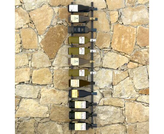 Suport sticle de vin de perete, 24 sticle, negru, fier, 4 image