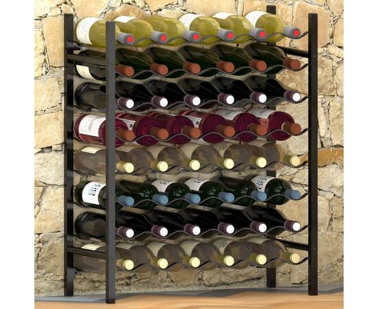 Suport sticle de vin pentru 48 de sticle, negru, metal, 2 image