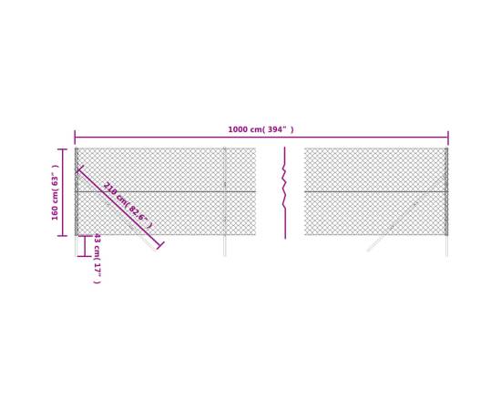 Gard plasă de sârmă, antracit, 1,6x10 m, 5 image