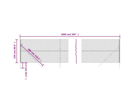Gard plasă de sârmă, antracit, 2,2x10 m, 5 image