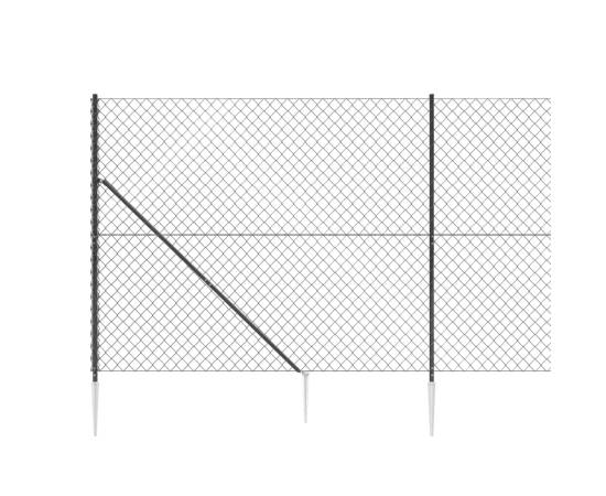 Gard plasă de sârmă cu țăruși de fixare, antracit, 1,4x10 m, 4 image