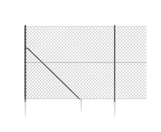 Gard plasă de sârmă cu țăruși de fixare, antracit, 1,6x25 m, 4 image