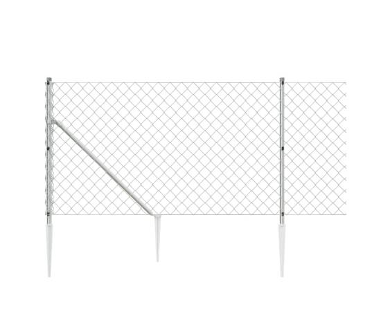 Gard plasă de sârmă cu țăruși de fixare, argintiu, 0,8x10 m, 4 image