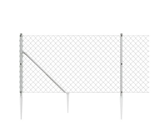 Gard plasă de sârmă cu țăruși de fixare, argintiu, 0,8x25 m, 4 image