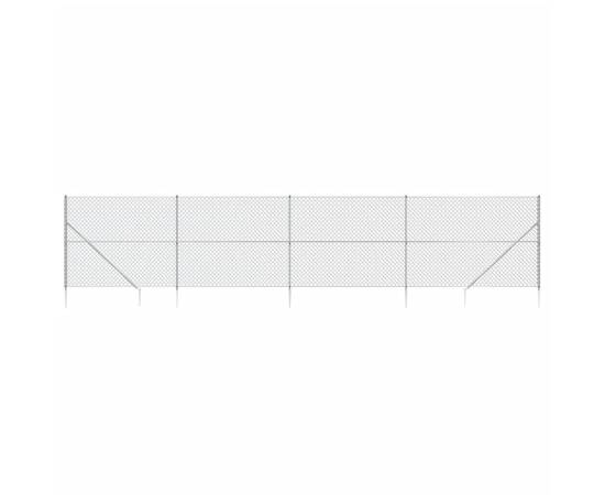 Gard plasă de sârmă cu țăruși de fixare, argintiu, 1,4x10 m, 2 image