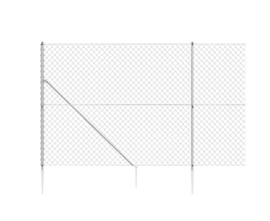 Gard plasă de sârmă cu țăruși de fixare, argintiu, 1,6x10 m, 4 image