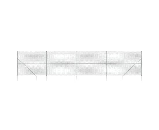 Gard plasă de sârmă cu țăruși de fixare, argintiu, 1,8x10 m, 2 image