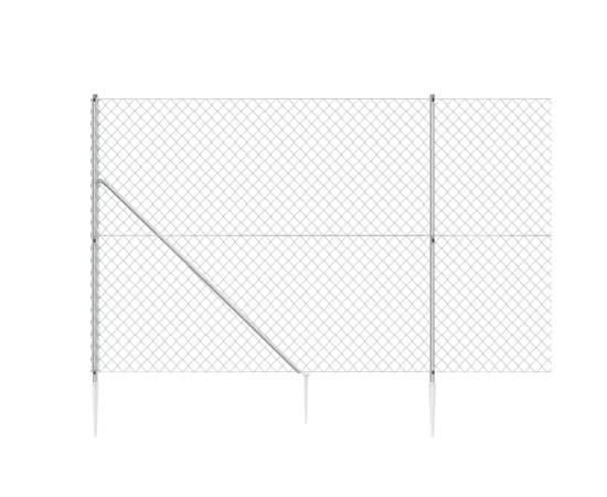Gard plasă de sârmă cu țăruși de fixare, argintiu, 2,2x25 m, 4 image