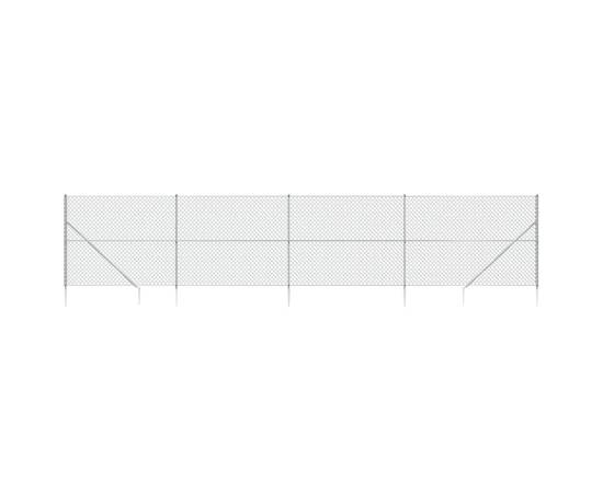 Gard plasă de sârmă cu țăruși de fixare, argintiu, 2x10 m, 2 image