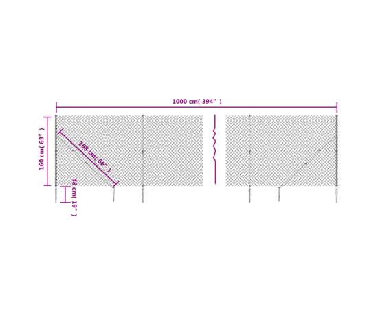 Gard plasă de sârmă cu țăruși de fixare, verde, 1,6x10 m, 5 image