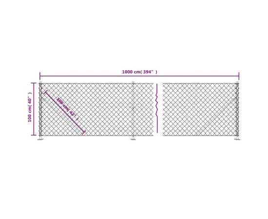 Gard plasă de sârmă cu bordură, verde, 1x10 m, 6 image