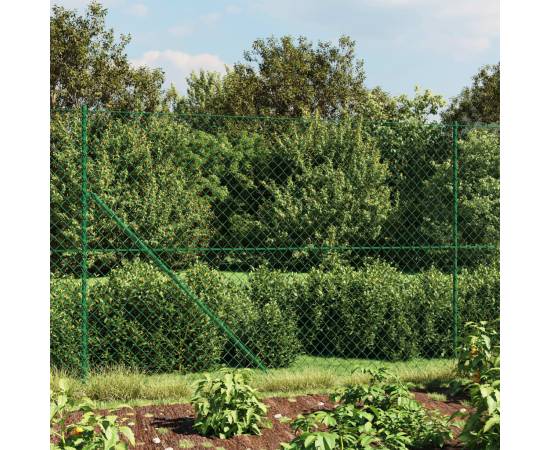 Gard plasă de sârmă cu bordură, verde, 2x25 m