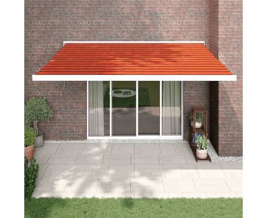 Copertină retractabilă portocaliu/maro 4x3 m, textil/aluminiu