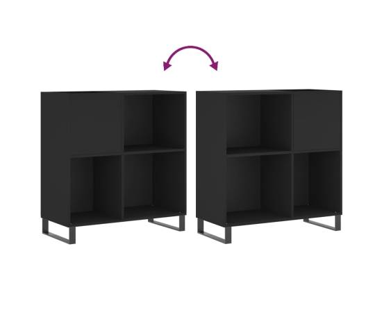 Dulap pentru discuri negru 84,5x38x89 cm lemn compozit, 7 image