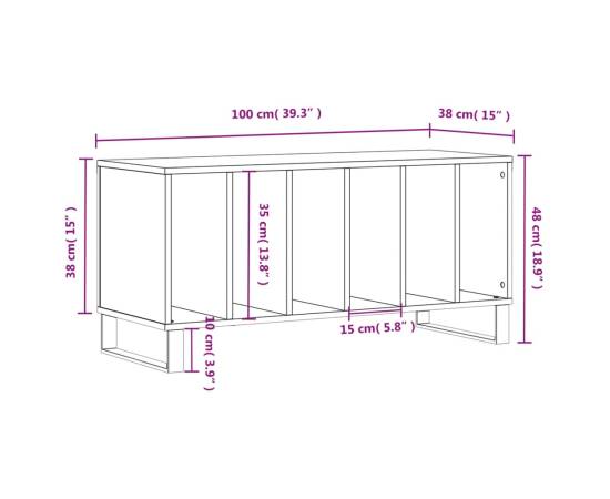 Dulapuri pentru discuri alb lucios 100x38x48 cm, lemn prelucrat, 9 image