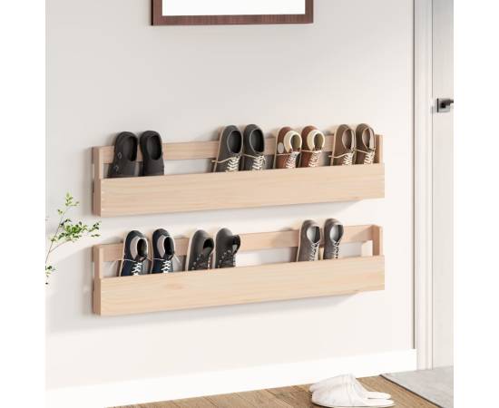 Pantofare de perete, 2 buc., 110x9x23 cm, lemn masiv pin