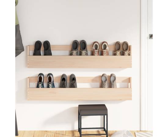 Pantofare de perete, 2 buc., 110x9x23 cm, lemn masiv pin, 3 image