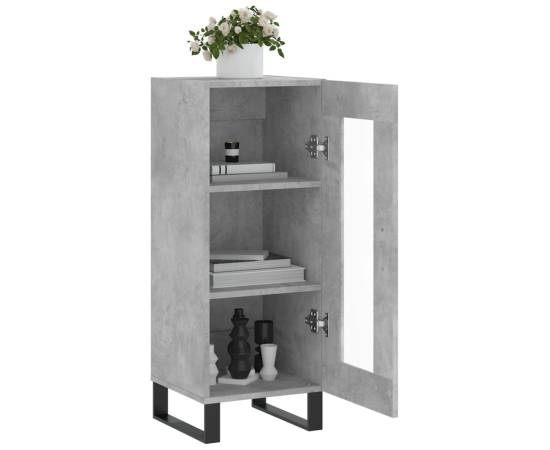 Servantă, gri beton, 34,5x34x90 cm, lemn compozit, 4 image