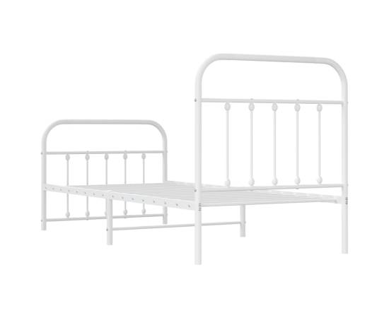 Cadru de pat metalic cu tăblie de cap/picioare, alb, 90x190 cm, 8 image