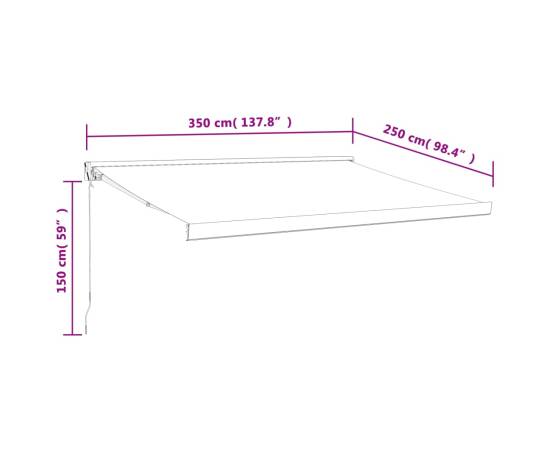 Copertină retractabilă, galben/alb, 3,5x2,5 m, textil/aluminiu, 9 image