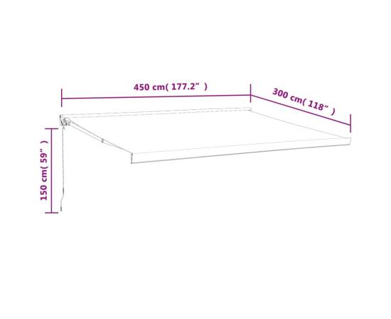 Copertină retractabilă, galben/alb, 4,5x3 m, textil/aluminiu, 9 image