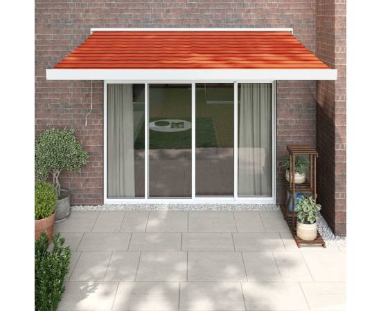 Copertină retractabilă portocaliu/maro 3,5x2,5m textil/aluminiu