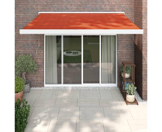 Copertină retractabilă portocaliu/maro 3x2,5 m, textil/aluminiu